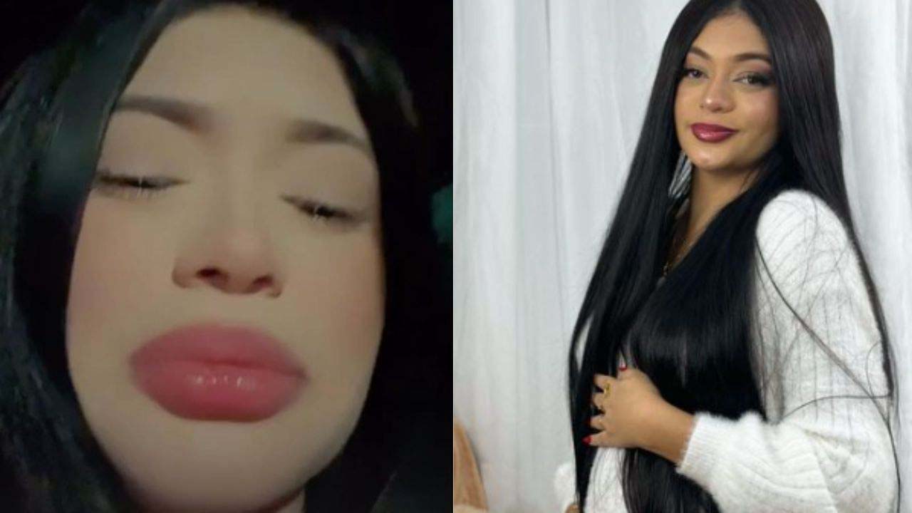 influenciadora famosa Rayssa Buq posada com a mão na barriga e chorando nos stories