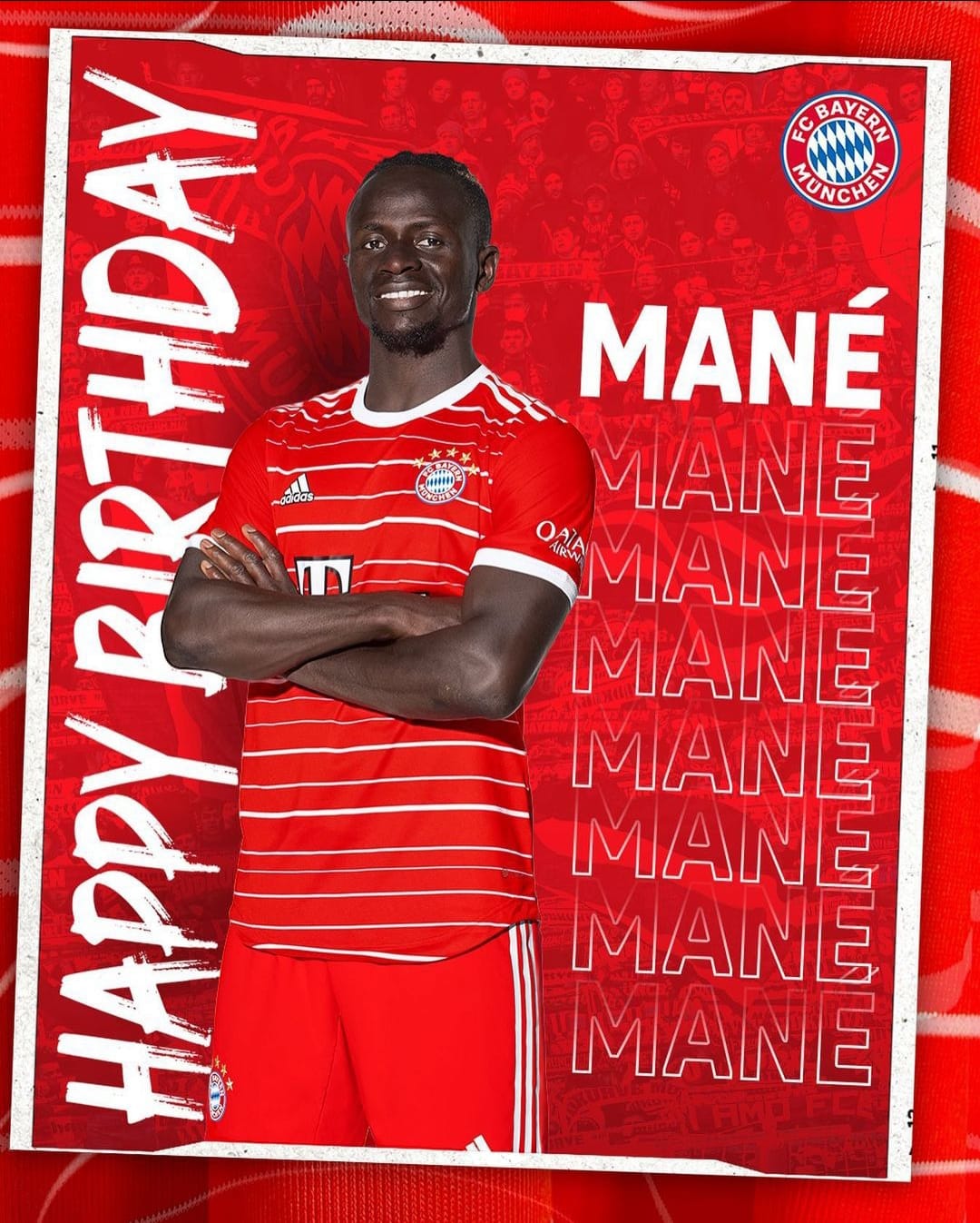 Sadio Mané em poster de divulgação. Reprodução/Bayern de Munique.