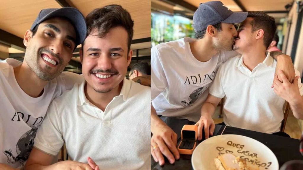 Douglas Souza e Marido posados e beijando