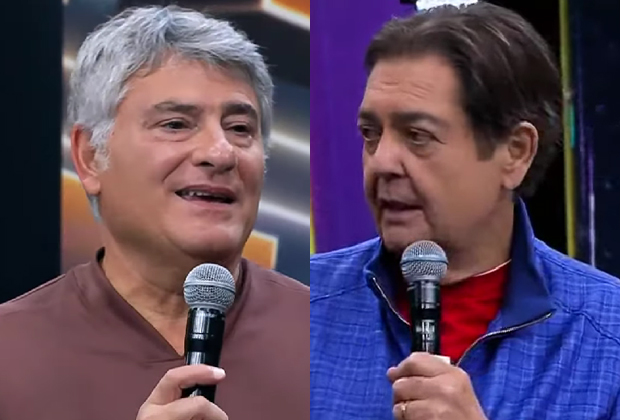 Faustão conversa com Cleber Machado sobre demissão do colega. (Imagem: Reprodução – Band)