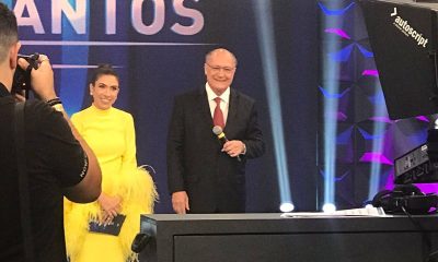 Geraldo Alckmin e Patrícia Abravanel em gravação do especial de 60 anos do Programa Silvio Santos