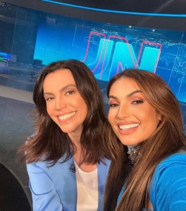 Patricia Poeta e Ana Paula Araújo na bancada do Jornal Nacional