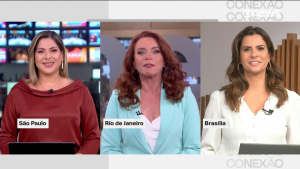 Daniela Lima, Leilane Neubarth e Camila Bomfim no comando do Conexão GloboNews 