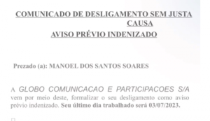 Trecho da carta de demissão de Manoel Soares da Globo