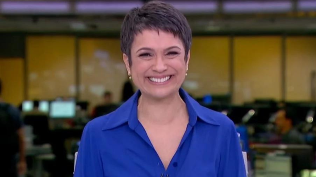 Sandra Annenberg na bancada do Jornal Hoje