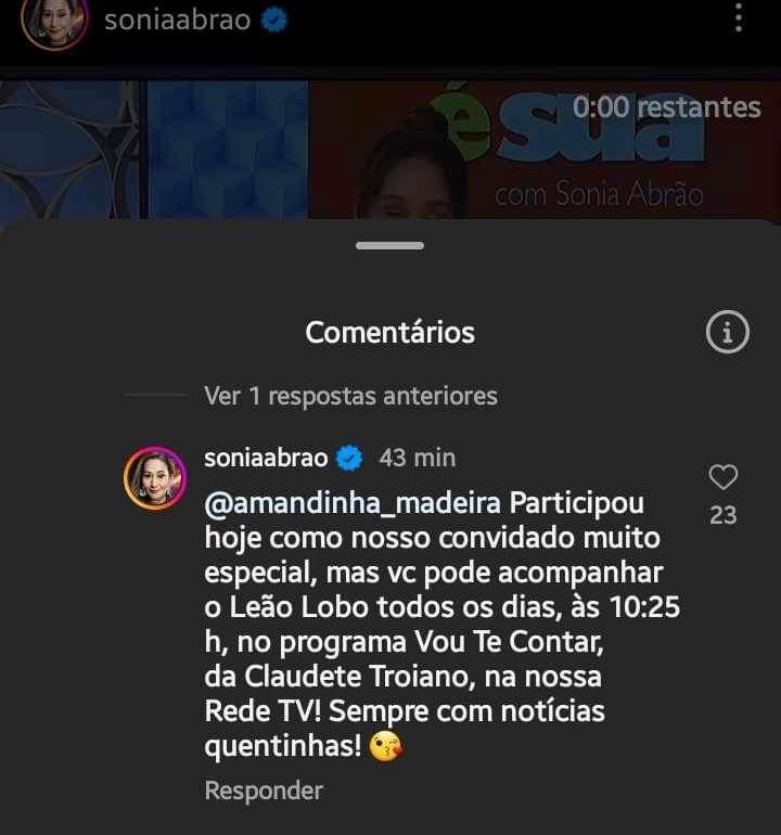 Sonia fala sobre Claudete Troiano