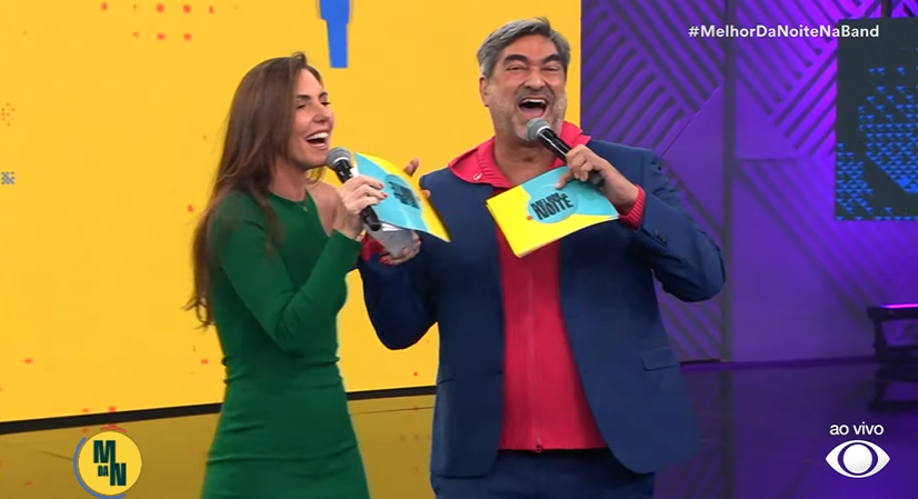 Zeca Camargo e Glenda Kozlowkski no Melhor da Noite Divulgação Band