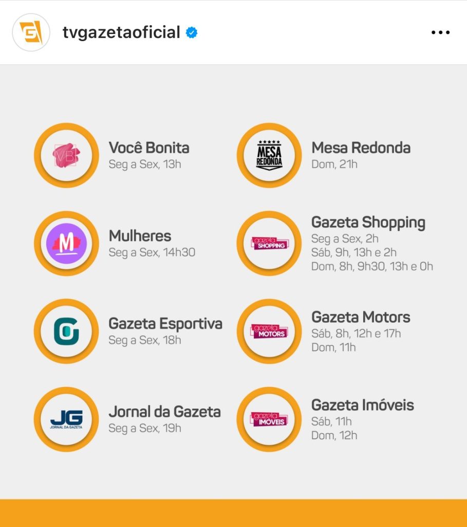 Programação da TV Gazeta