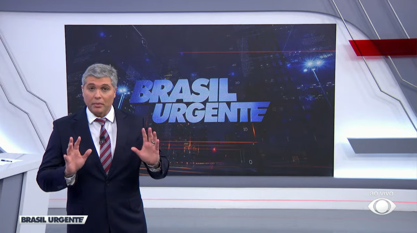 Joel Datena está apresentando o Brasil Urgente na Band (Créditos: Reprodução)