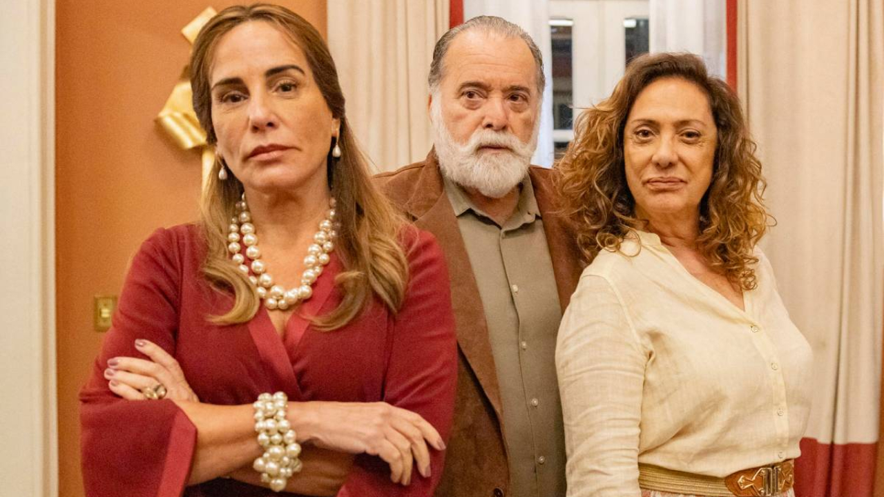 Antonio, Irene e Agatha em Terra e Paixão (Foto: Divulgação)