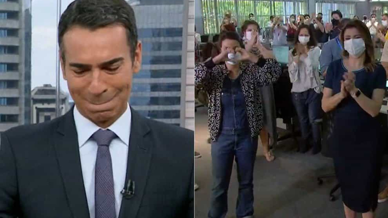 César Tralli quando precisou se despedir do SP1 (Foto: Reprodução)