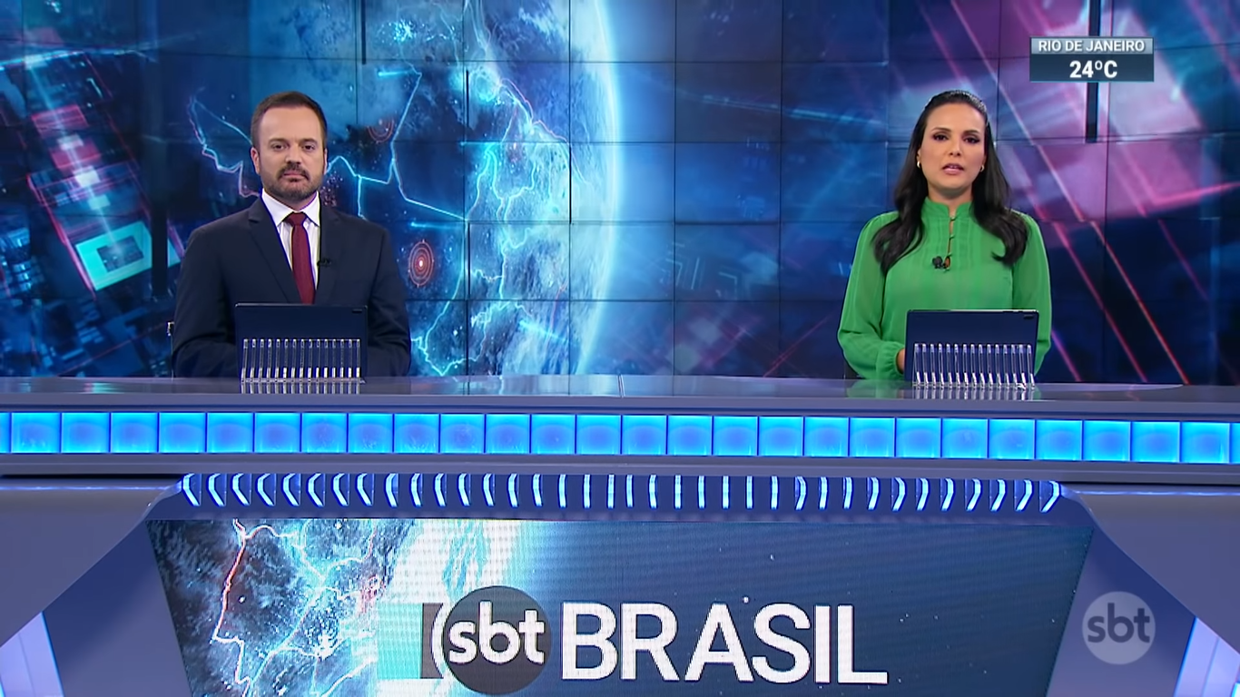 Marcelo Torres e Márcia Dantas estão na última semana comandando o telejornal SBT Brasil (Créditos: Reprodução)