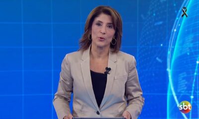 Simone Queiroz no Plantão do SBT informando a morte de Silvio Santos